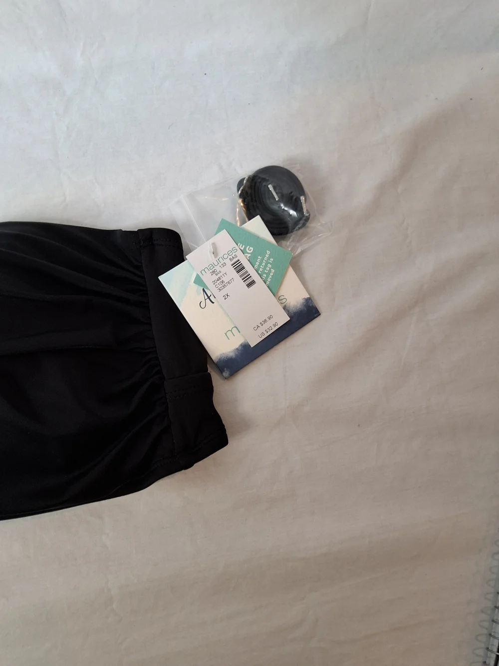 Maurices Black Strapless Bandeau Swim Top with Removable Straps‎